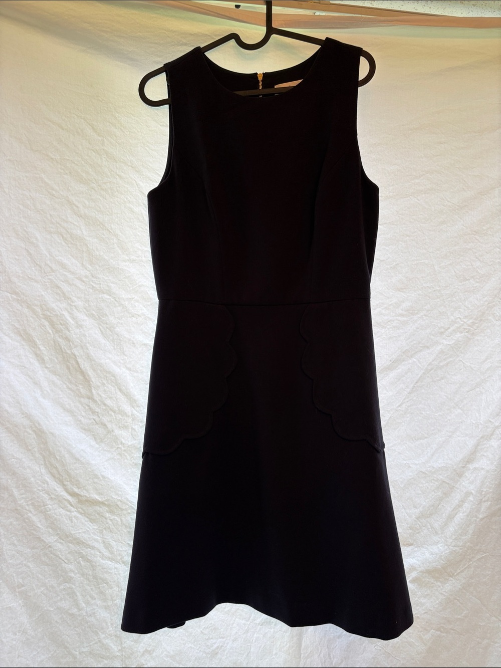 Eliza J Navy Sleeveless Scalloped Pocket Dress